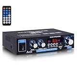 WOOPKER AK35 200W Stereo Audio Amplifier Bluetooth 5.0, 2.0 Channel Mini Amplifier Stereo Receivers with Bass & Treble Control,Home Amplifier w/AUX, USB, SD Card Input,Remote Control