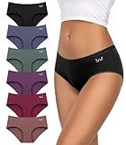 Womens Underwear, Low Waist Cotton Hipster Panties Full Coverage Stretch Seamless Briefs Breathable Panties 6 Pack