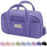 Sooez Large Pencil Case Pouch, Extra Big Pencil Bag with 5 Compartments, Pen Bag Wide Opening, Soft Corduroy Pencil Pouch Organizer with Zipper, Cute Aesthetic School Supplies for Teen Girls-Purple