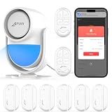 CPVAN WiFi Motion Sensor Alarm System, 125dB Smart PIR Motion Detector with 6 Door Window Sensors, Phone App Alerts, Wireless Indoor Home Security Kit, 2.4GHz WiFi, White