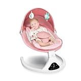 Electric Baby Swing for Infants to Toddler| Portable Infant Swing with Remote Control, Swing with 5 Speeds, 3-Point Harness for Baby Boy Girl (Pink)