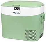 Megiu Car Fridge Portable 12 Volt Refrigerator 23 Quart (22 Liter) Freezer Compressor Cooler 12V/24V DC 110~240 V AC for Outdoor, Camping, Travel, Home Use -18℃~+15℃ (Green)
