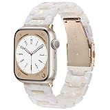 V-MORO Resin Band Compatible with Apple Watch Series 7/8/9/10/11 41/40/38/42mm, Women Fashion Strap for iWatch Series 6/5/4/3/2/1/SE, Lightweight Bracelet Wristband Replacement, Ivory White-Rose Gold