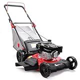 PowerSmart Lawn Mower Gas Powered, 21-Inch 144cc Engine 3-in-1 Walk-Behind Push Lawn Mower, Oil Included