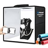 PULUZ Light Box Photography, 12"x12" Professional Dimmable Shooting Tent Kit with CRI >95 White Lighting 120 LEDs Lights + 6 Photo Backdrops for Product Display