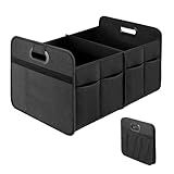 Simple Deluxe Trunk Organizer for Car/SUV/Truck, Collapsible 2 Compartment Automotive Storage Box, 600D Waterproof Oxford Polyester 50L Travel Accessories, Anti-slip & Leak-proof, Black