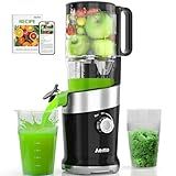 Cold Press Juicer Fits Whole Fruits, Aeitto Masticating Juicer Machines with Wide Feed Chute, Juice Extractor Machine Easy to Clean, High Juice Yield, Easy to Assemble, Self Feeding