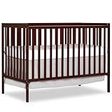 Dream On Me Synergy 5-In-1 Convertible Crib In Espresso, JPMA & Greenguard Gold Certified, Constructed out of solid New Zealand Pine wood, Features 3 mattress height settings
