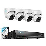 REOLINK 4K Security Camera System, 4pcs H.265 PoE Wired Turret Cameras with Person Vehicle Detection, 4K/8MP 8CH NVR with 2TB HDD for 24-7 Recording, RLK8-800D4