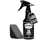 CAR GUYS Tire Shine Spray - The Perfect Deep Black Shine - Long Lasting Car Tire Dressing - No Sling & Dry to Touch - 18 Oz Kit with Applicator
