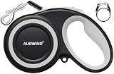 Retractable Dog Leash with Stainless Steel Anti-Chew Cable for Small & Medium Dogs up to 50 lbs | 16 ft Strong Nylon Reflective Tape | Quick Lock System (Medium, White)