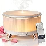 Premium Ultrasonic Essential Oil Diffuser: 500ML Large Capacity, 7-Color Mood Lighting, Remote Control, Timer, Cool Mist Humidifier for Long-Lasting Aromatherapy in Home, Bedroom, Yoga (White)