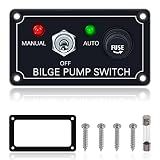 Boeray Bilge Pump Switch Rocker Toggle Switch Panel and Fuse DC 12V 24V Max 15A SPST ON/Off Marine Switch Panel 1 Toggle