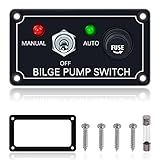 Boeray Bilge Pump Switch Rocker Toggle Switch Panel and Fuse DC 12V 24V Max 15A SPST ON/Off Marine Switch Panel 1 Toggle