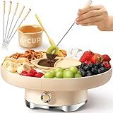 LUSHYUM Chocolate Fondue Pot Set Electric Melting Machine, 4-Cup Capacity 4 Trays 5 Forks 1 Spatula Cheese Warmer, Ideal Gift for Couple Family & Date Night Idea House Warming Holidays Essentials
