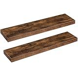 HOOBRO Floating Shelves for Wall, Wall Mounted Shelf Set of 2, 31.5" Hanging Shelf with Invisible Brackets, for Wall in Bathroom, Bedroom, Toilet, Kitchen, Living Room, Office, Rustic Brown BF80BJP201