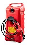 Scepter Duramax Flo ’N Go 14 Gallon Gas, 53 Liter Portable Fuel Tank and Fuel Transfer Pump with 10-Foot Hose for Lawn Mower, Farm, Marine, Commercial, and Home Use, Gasoline Only, Red