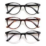 SIGVAN 3 Pack Reading Glasses Spring Hinge Stylish Readers Black/Tortoise for Men and Women (3 Mix, 2.5, x)