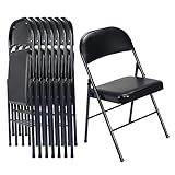 Karl home 6 Pack Black Folding Chairs with Padded Seats for Outdoor & Indoor, Portable Stackable Commercial Seat with Steel Frame for Events Office Wedding Party, 330lbs Capacity