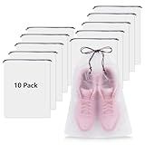 Waterproof Shoe Bags for Travel - 15.7x11.8 Inches Drawstring Bags Organizers (10 Pack), Clear Waterproof Bag Travel Essentials for Men & Women, Shoe Bags for Storage (Packing, Gym, Luggage Storage)