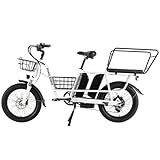 PHILODO 1500W 32MPH Cargo E-Bike - 450lbs Cargo Capacity, 48V 17.5Ah/35Ah (Single/Dual Battery), 20"×3.0" Fat Tires, Rear Rack & Basket-White