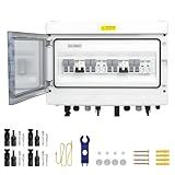 4 in 2 Out Solar Combiner Box,PV Combiner Box with 20A PV Fuse,DC 40A Circuit Breaker and Surge Protector,IP65 Solar Disconnect Switch Box for Indoor Outdoor Solar Panel System (4 in 2 Out 20A 500V)