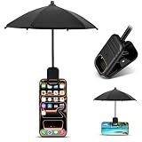 Phone Umbrella for Sun Shade, Updated Clip On Mini Phone Umbrella Anti-Glare Cellphone Screen Protector with UPF 45+ Black Anti-UV Coating Gifts for Beach Pool Tanning Car Travel Vacation Essentials