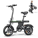 Flydone Mini Electric Bike for Adults, 500W Motor 20 mph Folding E-Bikes, 14" Adult Electric Bicycles with Smart Uphill 36v 7.8AH Battery UL 2849 Certified E Bike for Teens,Black