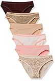 Amazon Essentials Women's Cotton Bikini Brief Underwear (Available in Plus Size), Pack of 6, Animal Print/Leopard/Multicolor/Stripe, Medium