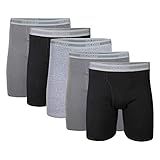 Gildan Men's Underwear Boxer Briefs, Multipack, Black/Charcoal/Sport Grey (5-Pack), Medium