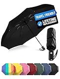 Rain-Mate Windproof Compact Umbrellas for Rain - Strong Reinforced Fiberglass Rib Design & Auto Open & Close - Portable Folding Travel Umbrella - Lightweight & Packable for Women & Men, Easy Collapse