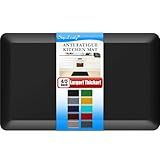 4/5 Inch Thick Kitchen Mat - Cushioned Anti Fatigue Mats for Kitchen Floor - Easy to Clean, Water Resistant, Non-Slip Kitchen Rug for Sink, Office, Kitchen (17''x24'' Black)