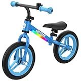 Gotrax KS12 Balance Bike for 2-5, 12" Toddlers Push Bike with LED Light, Adjustable Seat & Handlebar, Flat-Free Tires & Easy Assembly Kids Bicycle, Lightweight & No Pedal, Gift for Boys Girls, Blue