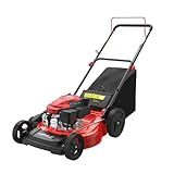 PowerSmart EasyGlide 21-Inch Gas Lawn Mower, 144cc OHV Engine, Walk-Behind Push Mower 3-in-1 Mulching/Discharge/Bag, 6-Position Height Adjustment, Durable Steel Deck, High Rear Wheels