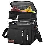 MIYCOO Lunch Bag & Lunch Box for Men Women Double Deck - Leakproof Insulated Soft Large Adult Lunch Cooler Bag for Work (Black,15L)