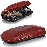 Heavy-Duty Rooftop Cargo Box, Weather-Resistant Hard-Shell Roof Storage Box with Security Locks, 130 LBS Capacity, 14 Cubic Ft, 56" L x 30" W x 13.7" H, Red
