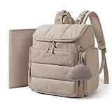 mommore Diaper Bag Backpack, Baby Bag with Waterproof Changing Pad and Stroller Straps for Toddler, Diaper Backpack for Mom Dads with Insulated Pockets & Pacifier Case, Baby Essential, Brown