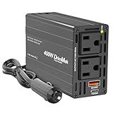 400W Car Power Inverter - Dual DC 12V to 110V AC Car Plug Adapter Outlets, Fast Charging USB C 65W & 24W Port, Power Inverters for Vehicles, Laptop Car Charger, Road Trips
