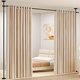 SUNALLY Room Divider Curtain Rod, No Drilling Room Separator for Space Partition Adjustable 4-10ft(H) 28-70inch(W) Heavy Duty Temporary Wall Divider Floor to Ceiling Tension Rod, Black