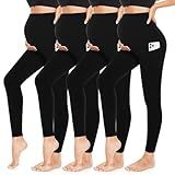 4 Pack Women’s Maternity Leggings with Pockets Over The Belly Bands for Pregnant Women Black Maternity Joggers Licras Deportivas De Mujer Athletic Summer Autumn Spring Wear Apparel Clothings