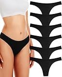 ANZERMIX Women's Breathable Cotton Thong Panties Pack of 6 (Black-6PK, Medium)