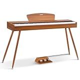Donner DDP-80 Digital Piano 88 Key Weighted Keyboard, Full-size Electric Piano for Beginners, with Sheet Music Stand, Triple Pedal, Power Adapter, Supports USB-MIDI Connecting, Retro Wood Color