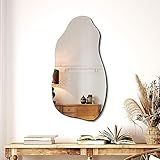 TRAHOME Irregular Asymmetrical Wall Mirror for Living Room Bathroom Entryway, Modern Decorative Mirror Hanging (Hook Style, 32'' x 18'')