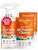 Truly Free Everyday Cleaner Kit - Multipurpose Cleaner Spray, Kitchen Counter Cleaner, Natural Cleaning Products, Multi-Surface Household Solution, 16 oz Reusable Empty Bottle + Two Fills, 3 oz ea.