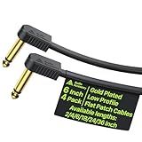 AA AUDIO ACCESSORY Flat Guitar Patch Cables 6 Inch 4 Pack, Gold-Plated Ultra Compact Low Profile Ribbon Guitar Pedal Cables, Kevlar Reinforced 100% OFC Shielded Pedal Board Cable Pedalboard Friendly