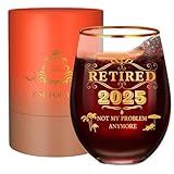 ZCLOMOLC Great Retirement Gift for Women & Men 2025 !Coworker Leaving Gifts,Retirement Decorations, Farewell Goodbye Gifts For Coworkers - Stemless Wine glass