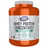 NOW Foods Sports Nutrition, Whey Protein Concentrate, 24 G With BCAAs, Unflavored Powder, 5-Pound