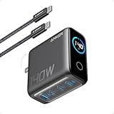 Anker Laptop Charger, 140W MAX 4-Port GaN USB C Charger, Fast Charging Power Adapter, Intuitive Touch Controls, for MacBook, iPhone 17/16 Series, iPad, Pixel, and More (Non-Battery)