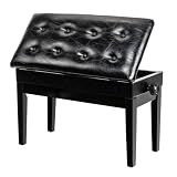 Bonnlo Adjustable Duet Piano Bench with Storage Faux Leather Seat