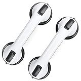 Grab Bars for Bathtubs and Showers, 2 Pack Shower Handle 12 Inch Strong Suction Shower Bar, Safety Bars for Shower Chair, Bathroom Grab Bar for Senior Black White